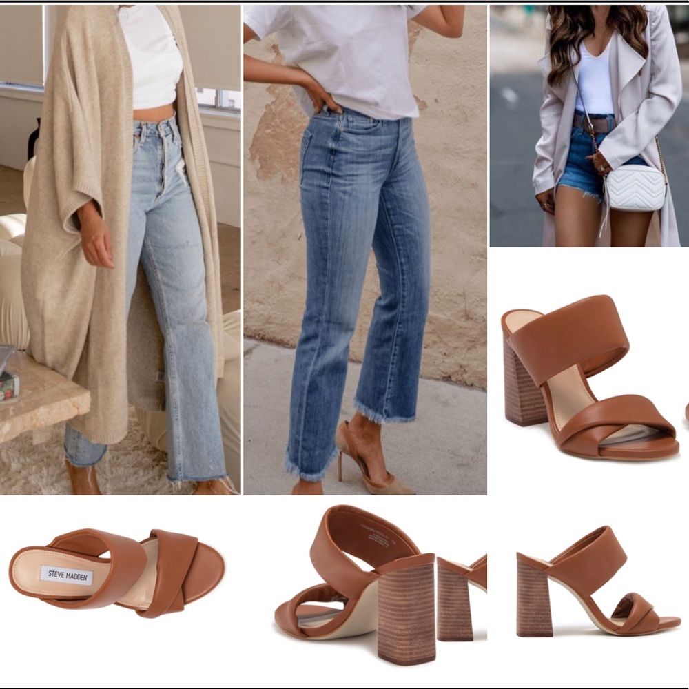 Steve Madden-Terianne square heels :: Supple cognac leather:: wardrobe staple